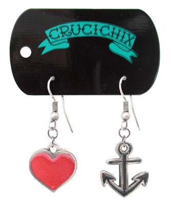Earrings by NookArt- Heart And Anchor - SALE