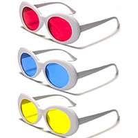 Women's Round Retro Sunglasses (White With Various Color Lenses)