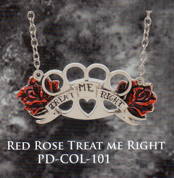 Red Rose Treat Me Right Pendant Necklace by Rock Rebel