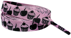 Cherry Cupcake (Pink/Black) shoe/roller skate laces by Sourpuss