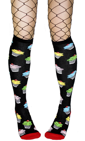 Cupcakes Over The Knee Socks by Sourpuss