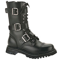 Unisex Riot Steel Toe Combat Boot by Demonia Footwear - in Black Leather - Mens 5/ Womens 7 only