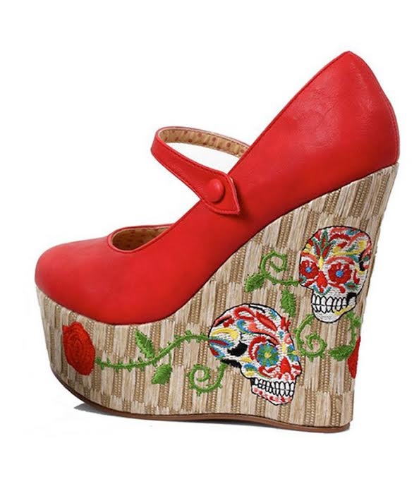 Calavera Closed Toe Wedge by Bettie Page Shoes by Ellie