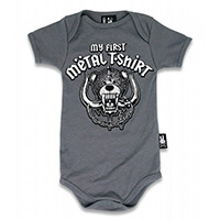 My First Metal Shirt Onesie by Six Bunnies ( L:6-12 M)  - in gray - SALE 6/12 M Only