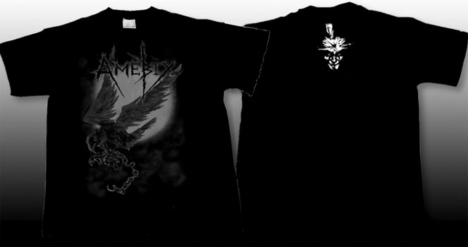 Amebix- Chained Bird on front, Face on back on a black shirt
