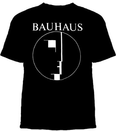 Bauhaus- Face Logo on a black shirt