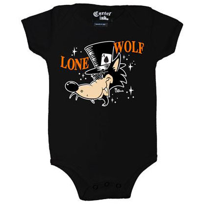 Lone Wolf on a black onesie by Cartel Ink (Sale price!)