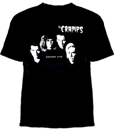 Cramps- Gravest Hits on a black shirt