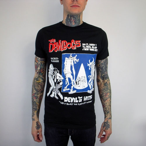 Devil Dogs- Devils Hits on a black slim fit shirt