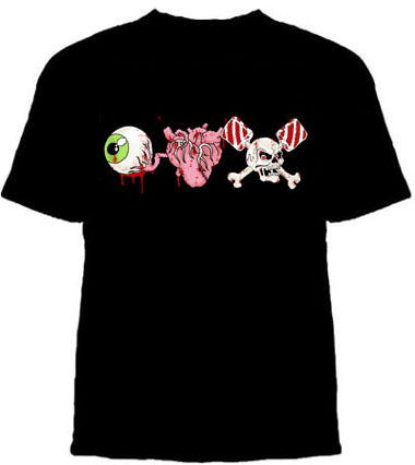 Horrorpops- I Love Horrorpops on a black shirt (Sale price!)