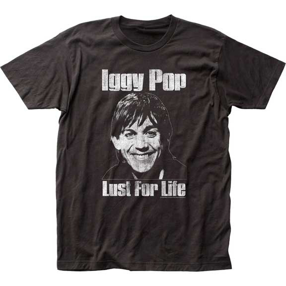 Iggy Pop- Lust For Life on a charcoal guys slim fit shirt