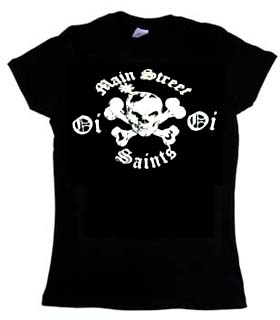 Main Street Saints- Johnny Bomb Skull on a black girls fitted shirt (Sale price!)
