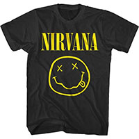 Nirvana- Cartoon Face on a black ringspun cotton shirt