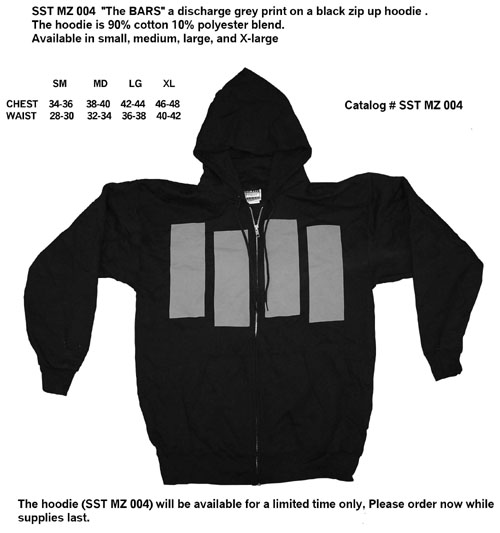 Black Flag- Bars on a black zip up hooded sweatshirt