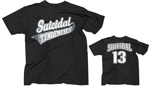 Suicidal Tendencies Logo on front 13 on back on a black shirt