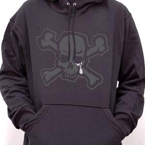 Blood For Blood- Black Skull on front, I've Got Some Kind Of Hate on back on a black hooded sweatshirt 