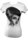 Show product details for Love Bride on a white gitls fitted shirt by Low Brow Art Company
