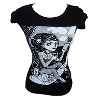 Butterfly Jars on a black scoop neck girls fitted shirt by Low Brow Art Company