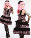 Show product details for Lolita Candy Dress in Pink/Black Stripes by Lip Service