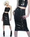 Show product details for Naughty Hottie Black Vinyl Pencil Skirt by Lip Service - SALE