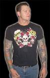 Show product details for Boozed Bruised & Tattooed on a black guys slim fit shirt by Too Fast Clothing 