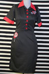 Show product details for Black With Hot Pink Collar Dress With Treat Embroidery by Paper Doll