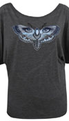 Butterfly Eyes Oversized Scoopneck girls black shirt by Black Market Art Company - SALE