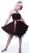 Show product details for Skull & Bones Dress in Black/Pink by Dead Threads