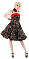 Show product details for Skull & Bones Dress in Black/Red by Dead Threads