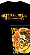Dirty Devil MFG Rising Sun Kamikaze Skull on a black short sleeve shirt by Dirty Devil Clothing - SALE 