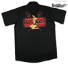 Show product details for Daddy-O's Pin Up on a black short sleeve workshirt by Dirty Devil Clothing - SALE