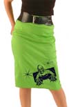 Show product details for Creature on a green pencil skirt by Dressed To Kill