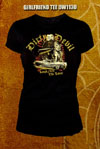 Show product details for Laugh Now, Die Later on a black girls fitted shirt by Dirty Devil - SALE