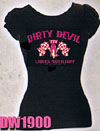 Show product details for Ladies Auxiliary on a black womens puff sleeve shirt by Dirty Devil - SALE