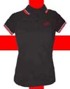 Show product details for England Belongs Womens Fitted Black Polo Shirt