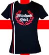 Show product details for Skinhead Girl on a black girls fitted shirt by England Belongs