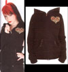 Show product details for Elvis Presley- Leopard Heart on a black girls zip up hooded sweatshirt by Steady Clothing