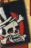 Show product details for Embroidered Death Hatter velcro wallet by Felon Clothing