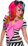 Fellony Cupcake Sailor Top by Paper Doll- Black & White Stripe w/ Pink Collar - SALE