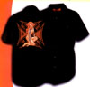 Show product details for Hellbent on a black short sleeve work shirt by Felon Clothing