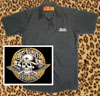 Show product details for Let's Bone on a black short sleeve work shirt by Felon Clothing (Sale price!)
