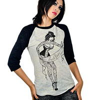 Freak Show on a parchment girls burnout baseball shirt by Low Brow Art Company