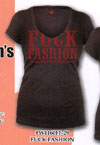 Show product details for Fuck Fashion on a black Deep V Neck girls shirt by Felon Clothing