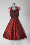 Show product details for Thorn & Roses 50's Dress in RED by Hell Bunny