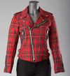 Show product details for Red Tartan Girls Motorbike Jacket by Hell Bunny