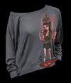 How To Balance Off The Shoulder Charcoal Raglan Sweatshirt by Low Brow Art Company