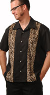 Leopard Panel Black Button Up Lounge Shirt by Steady 