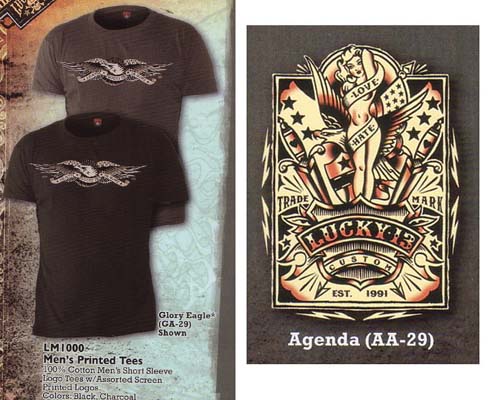 Show product details for Agenda on a black shirt by Lucky 13 Clothing