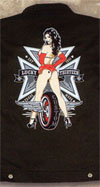 *Wings Logo on front, Back Tire on back Lined Chino Jacket by Lucky 13 - SALE