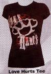 Show product details for Love Hurts Girls Shirt By Switchblade Stiletto